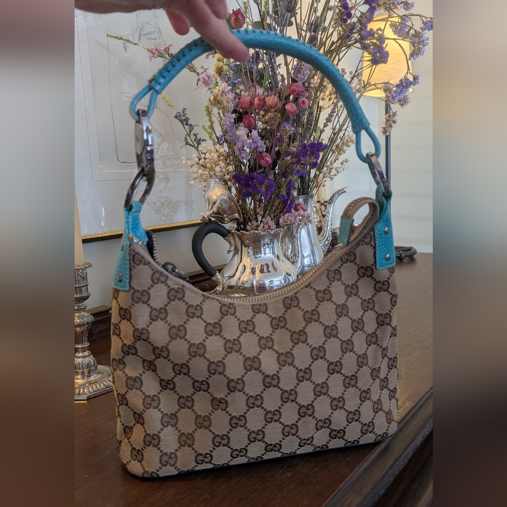 Gucci GG‎ Beige and Tiffany Blue Women's Top handle - Picture 2 of 12